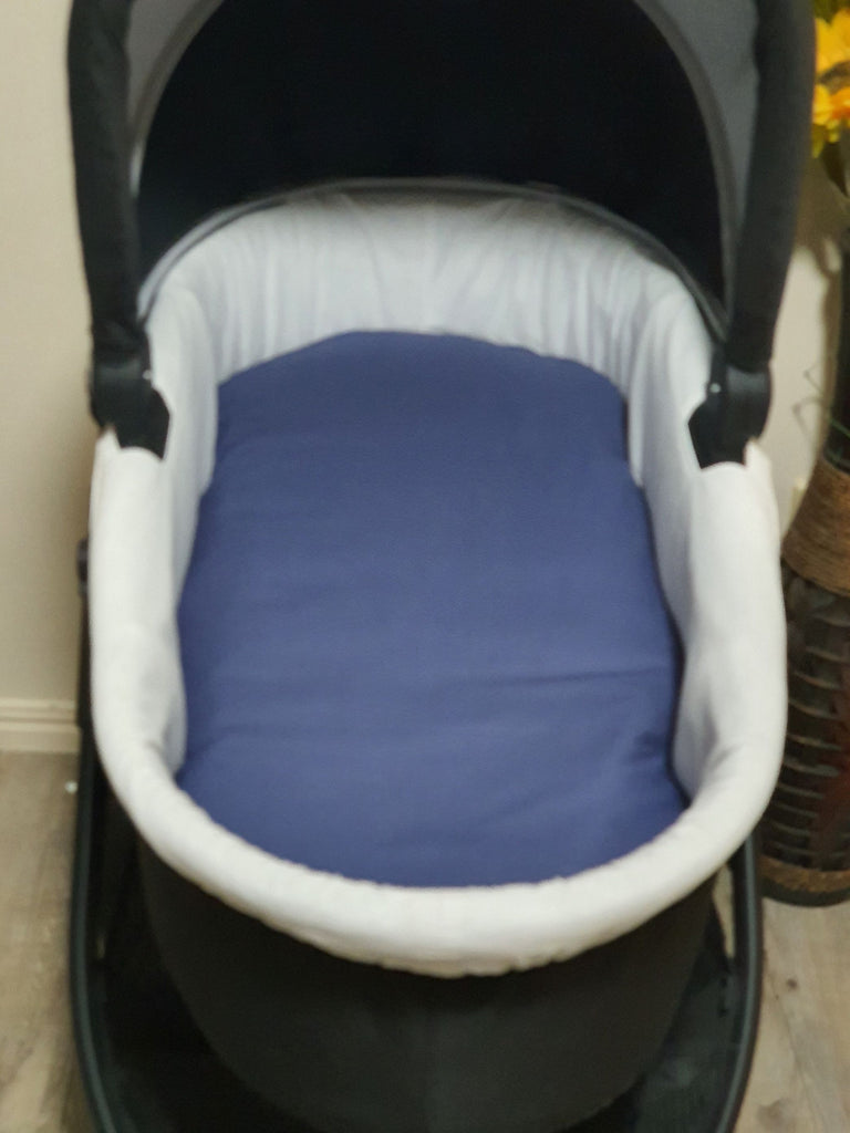 Pram/stroller bassinet liner-Denim daisy flowers