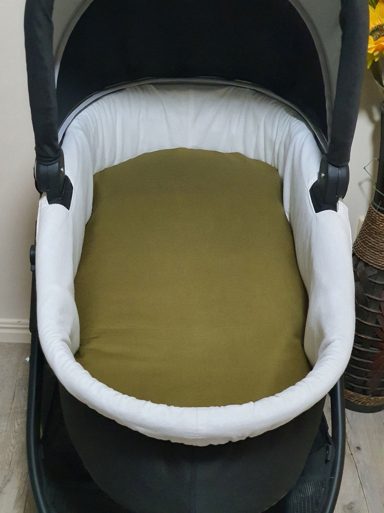 Pram/stroller bassinet liner-Khaki green gingham