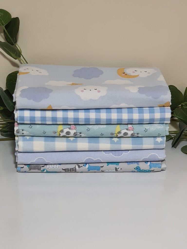Flannelette baby wraps,blankets-Pastel blue tones