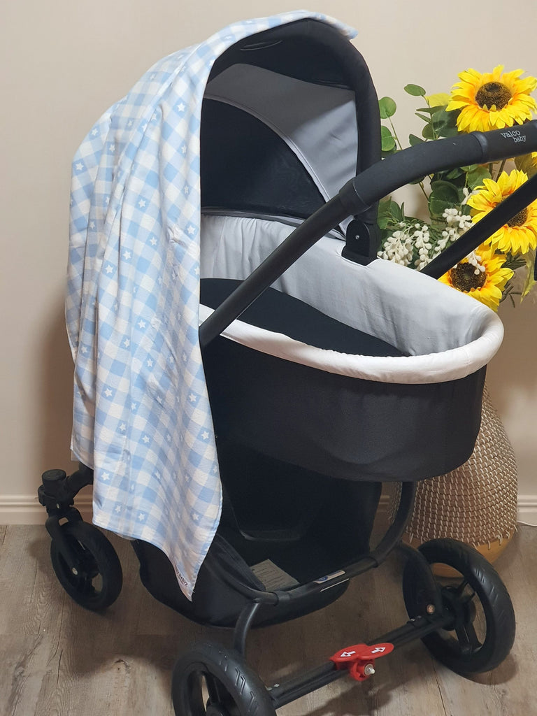 Flannelette baby wraps,blankets-Pastel blue tones