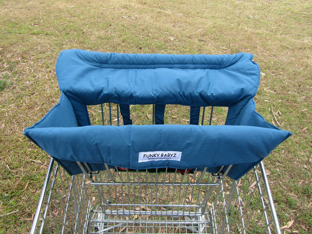 Shopping trolley seat liner-Bumblebees,cornflower blue