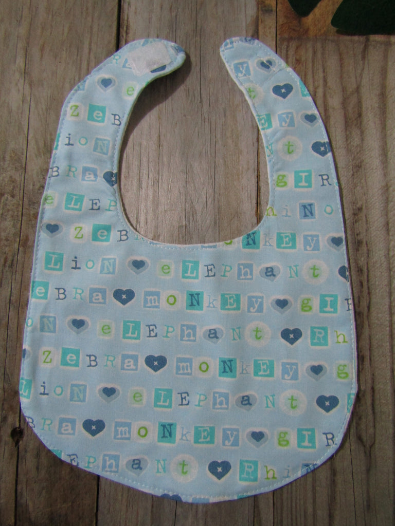 Flat bib-I love elephants and monkeys