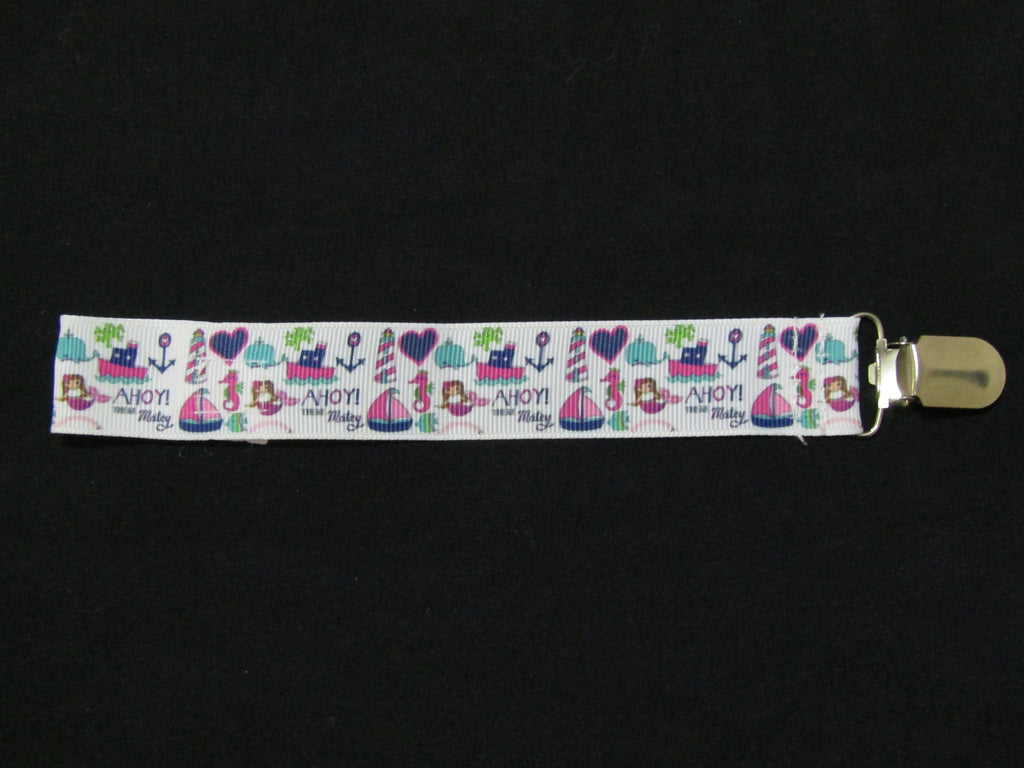 Pacifier straps,2 pack-Pretty pirates,ships ahoy