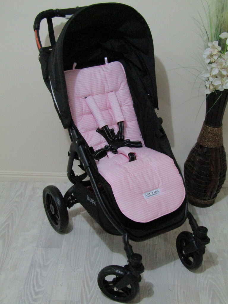 Pram liner set universal,100% cotton-Pink stripes