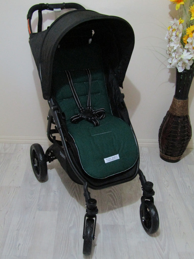 Pram liner set universal,100% cotton-Green,gold leaves