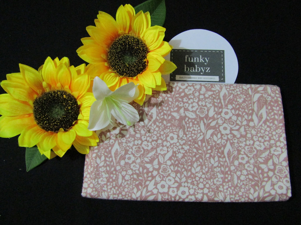 Flannelette baby wrap,blanket-Wild flowers,dusty pink