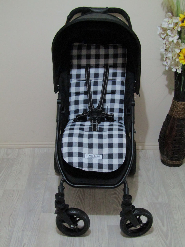 Pram/stroller seat liner-Navy gingham,large square-Last one**large size**