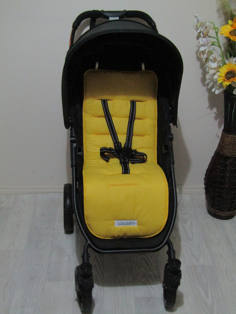 Pram/stroller seat liner-Pastel yellow gingham,small square organic
