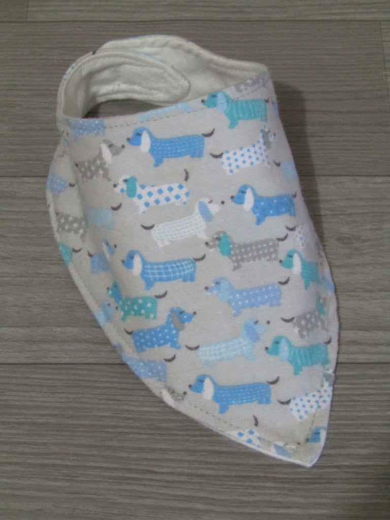 Bandana bib-Blue sausage dogs