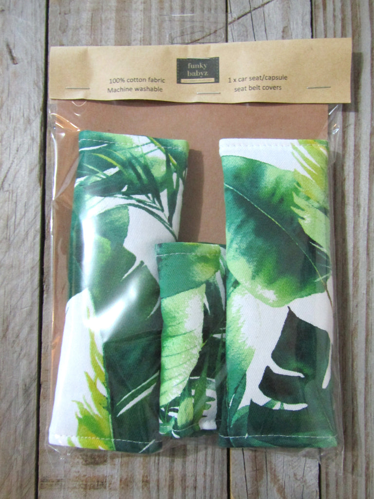 Baby capsule/car seat belt covers-Palm leaves
