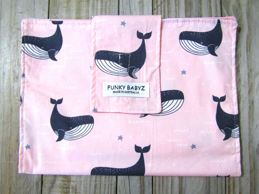 Nappy wallet-Pink,whales