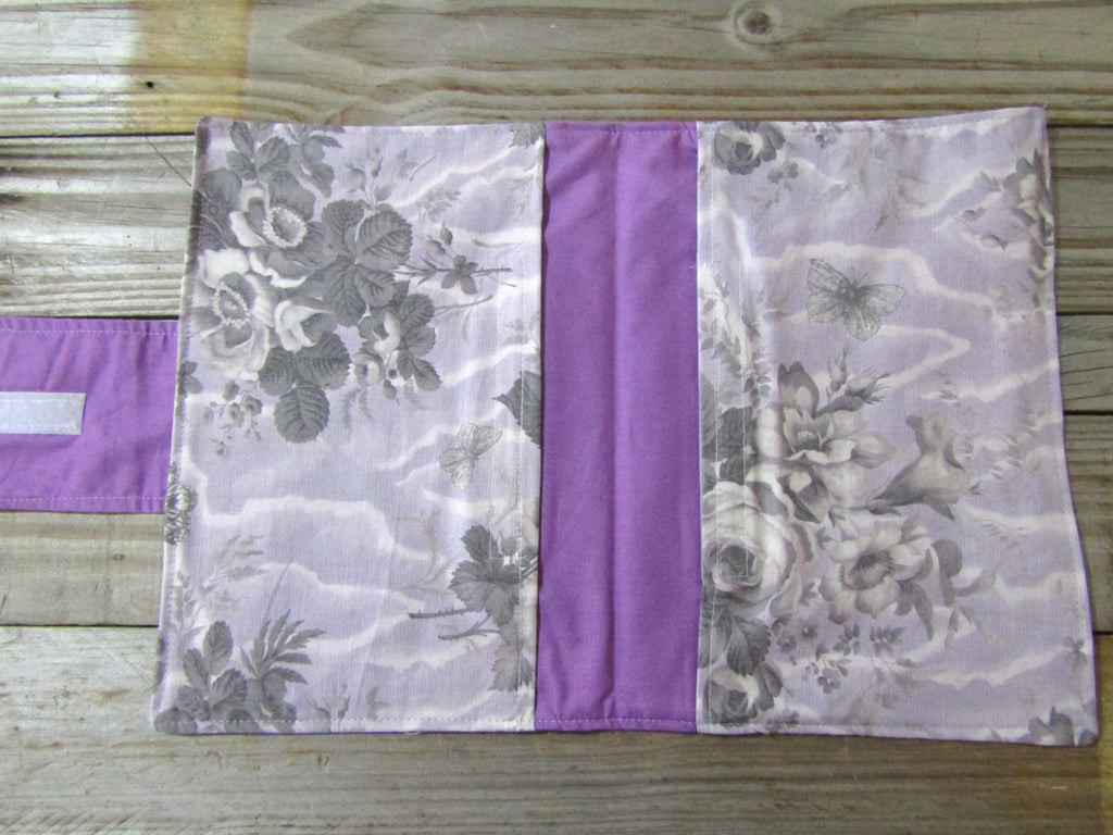 Nappy wallet-Purple watercolour flowers.