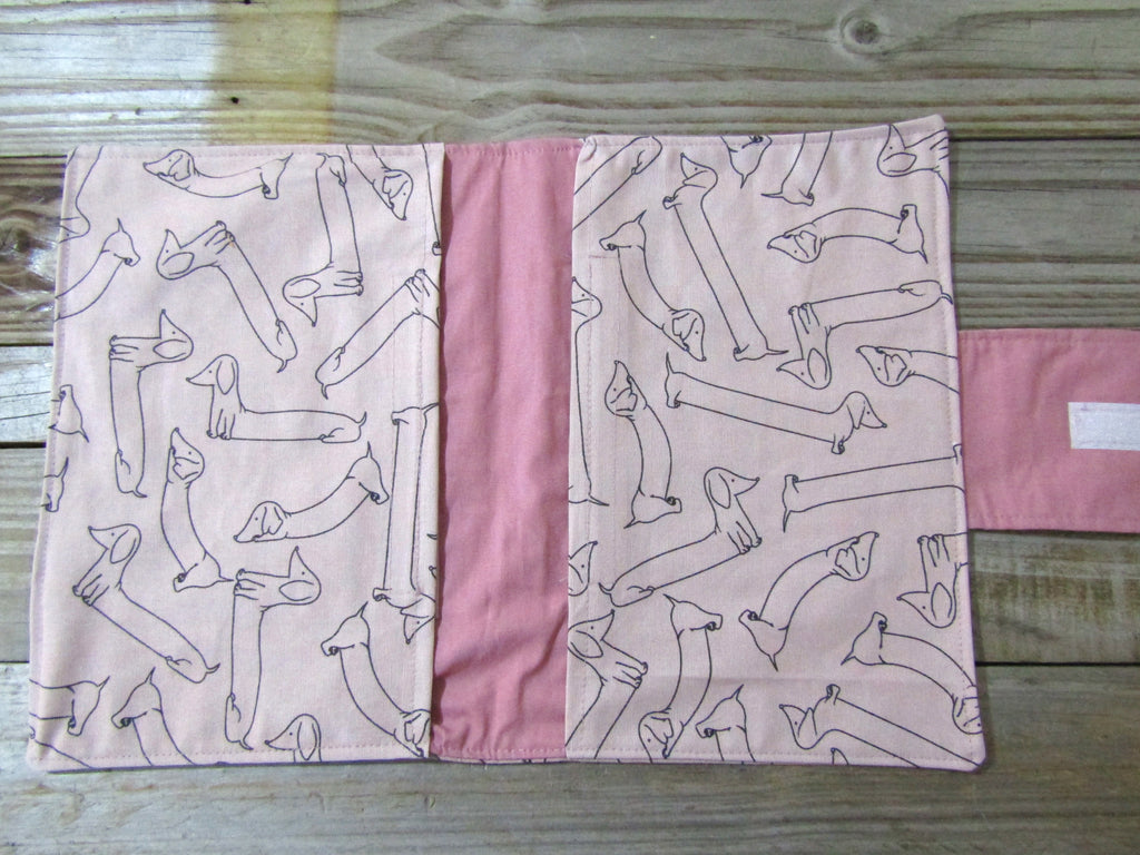 Nappy wallet-Sausage dogs,dusty pink