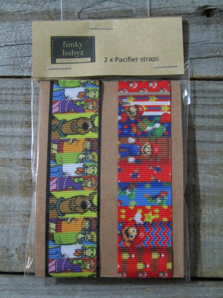 Pacifier straps,2 pack-Scooby doo,Mario bros
