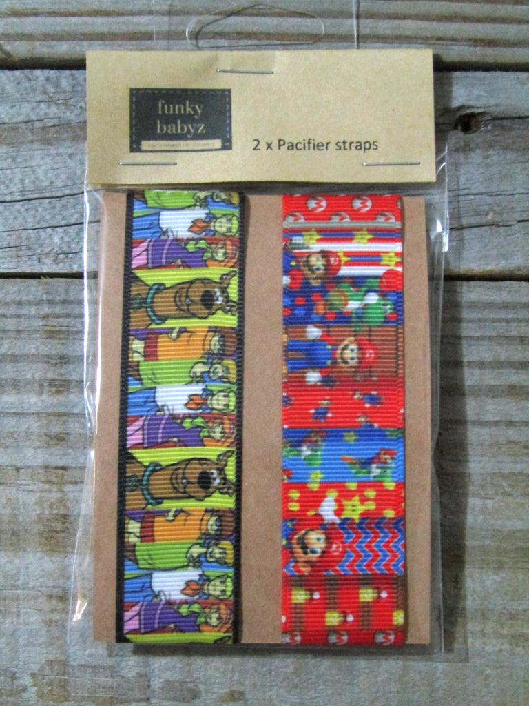 Pacifier straps,2 pack-Scooby doo,Mario bros