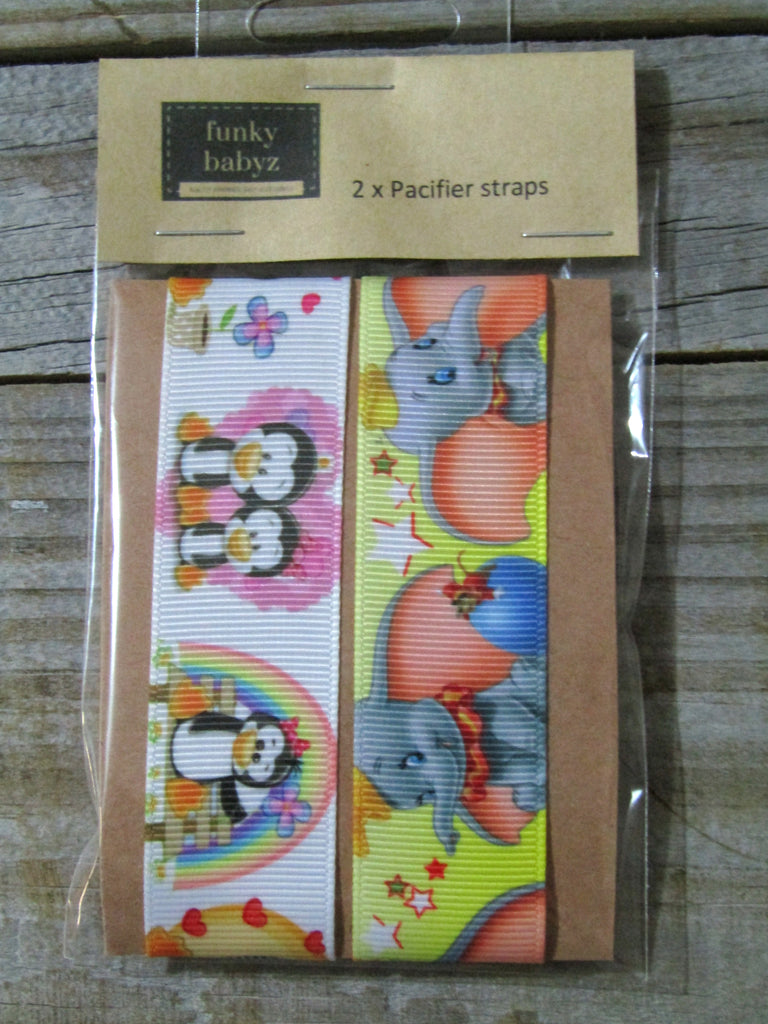 Pacifier straps,2 pack-Dumbo,penguins