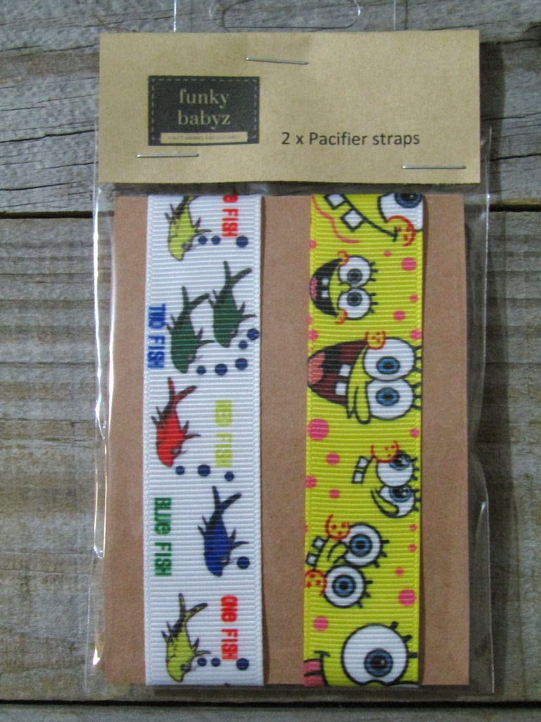 Pacifier straps,2 pack-One fish two fish,Spongebob