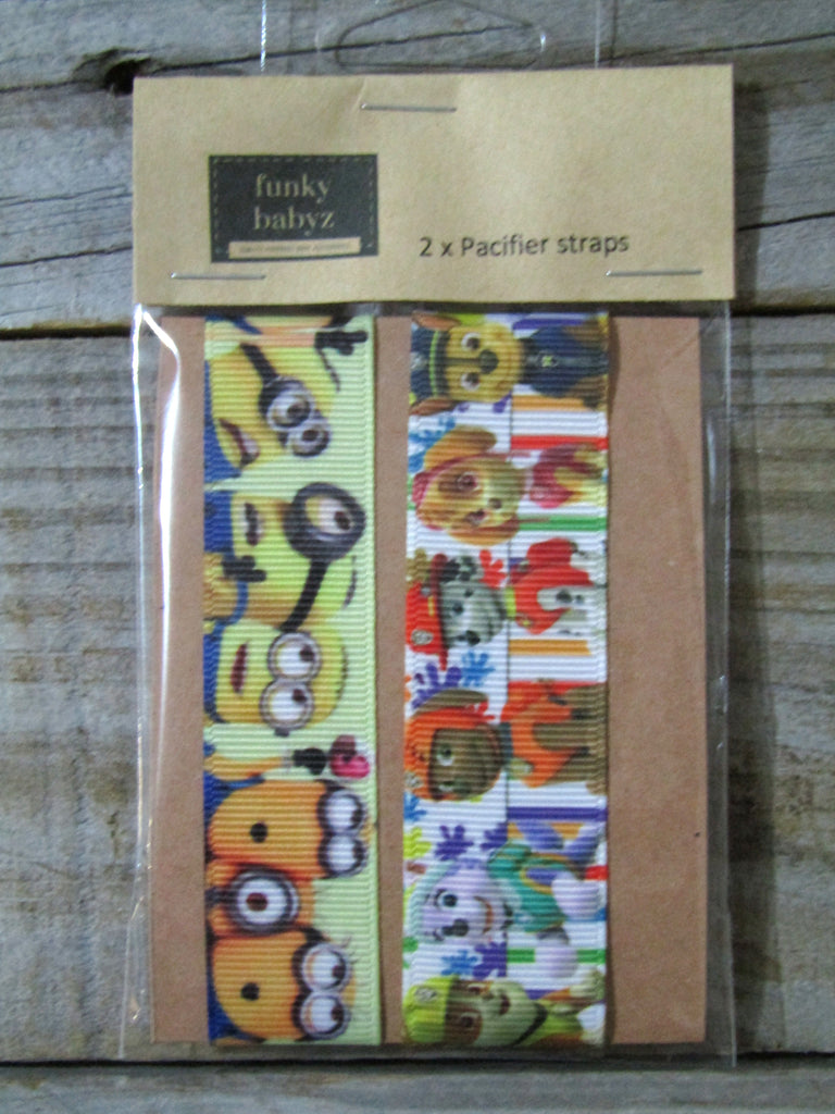 Pacifier straps,2 pack-Minions,Paw patrol