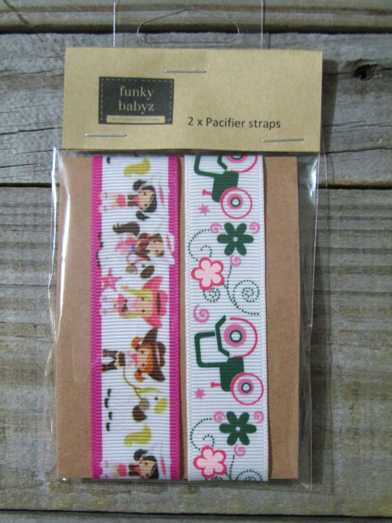 Pacifier straps,2 pack-Cowgirls,tractors