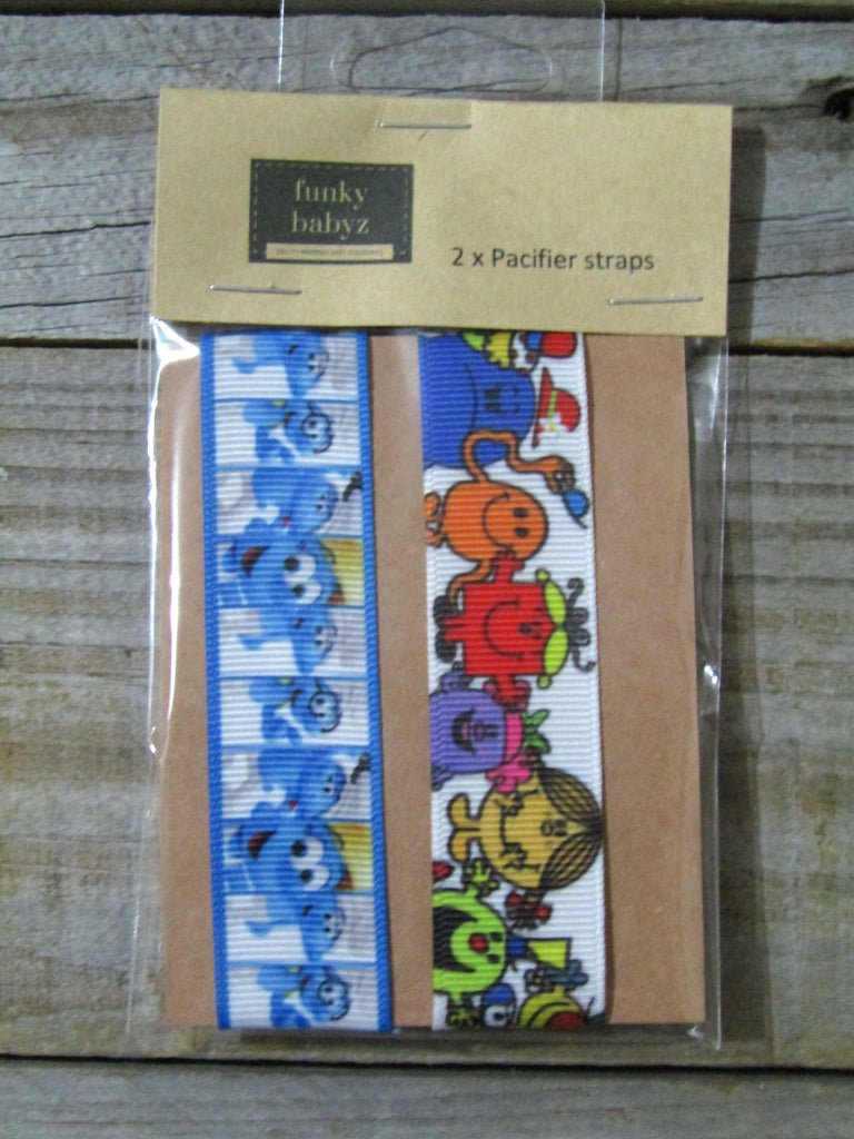 Pacifier straps,2 pack-Smurfs,Mr men