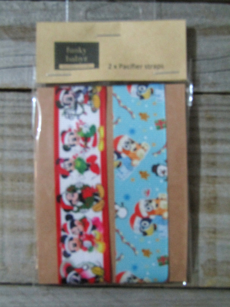 Pacifier straps,2 pack-Christmas-bluey,Mickey