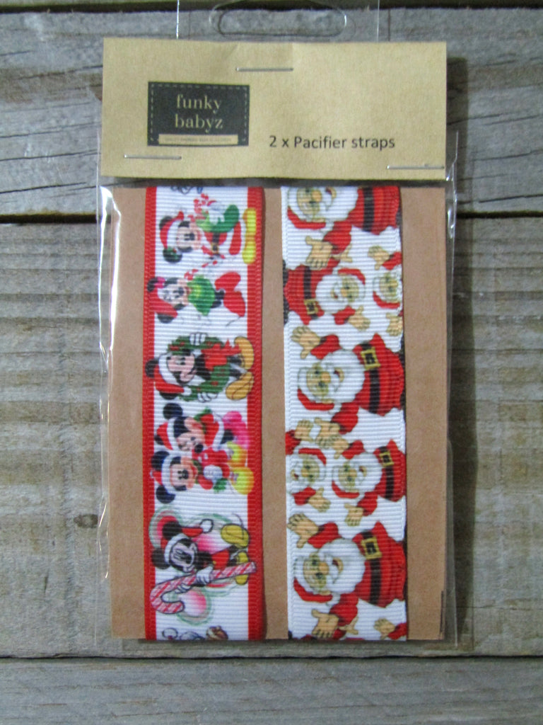 Pacifier straps,2 pack-Christmas-Mickey,Santa