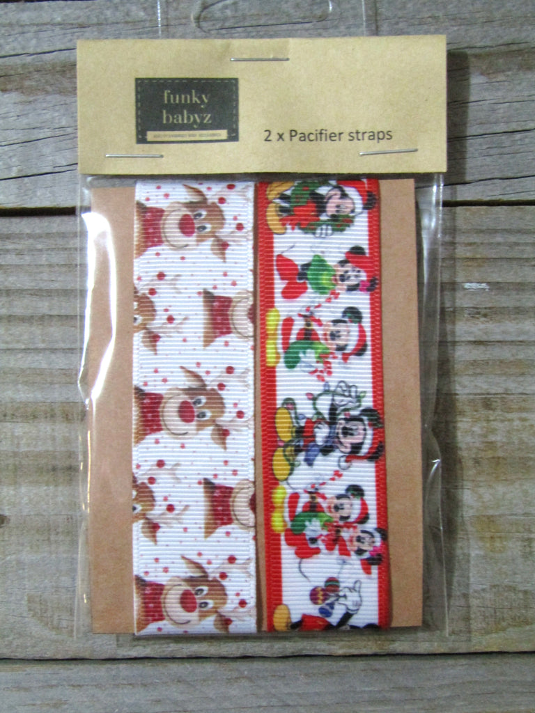 Pacifier straps,2 pack-Christmas-Rudolph,Mickey