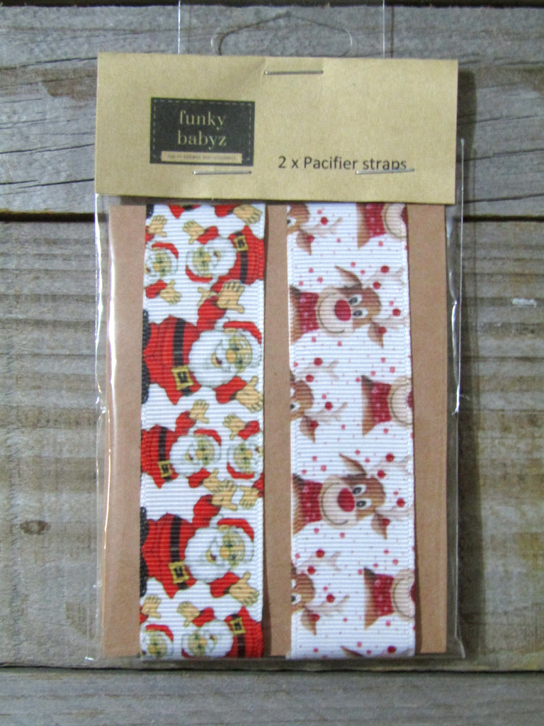 Pacifier straps,2 pack-Christmas-Santa,Rudolph