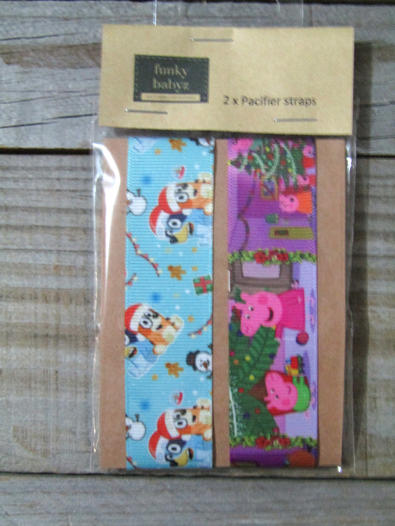 Pacifier straps,2 pack-Christmas-Bluey,Peppa pig