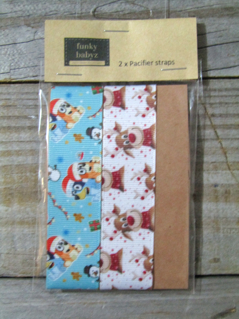 Pacifier straps,2 pack-Christmas-Bluey,Rudolph