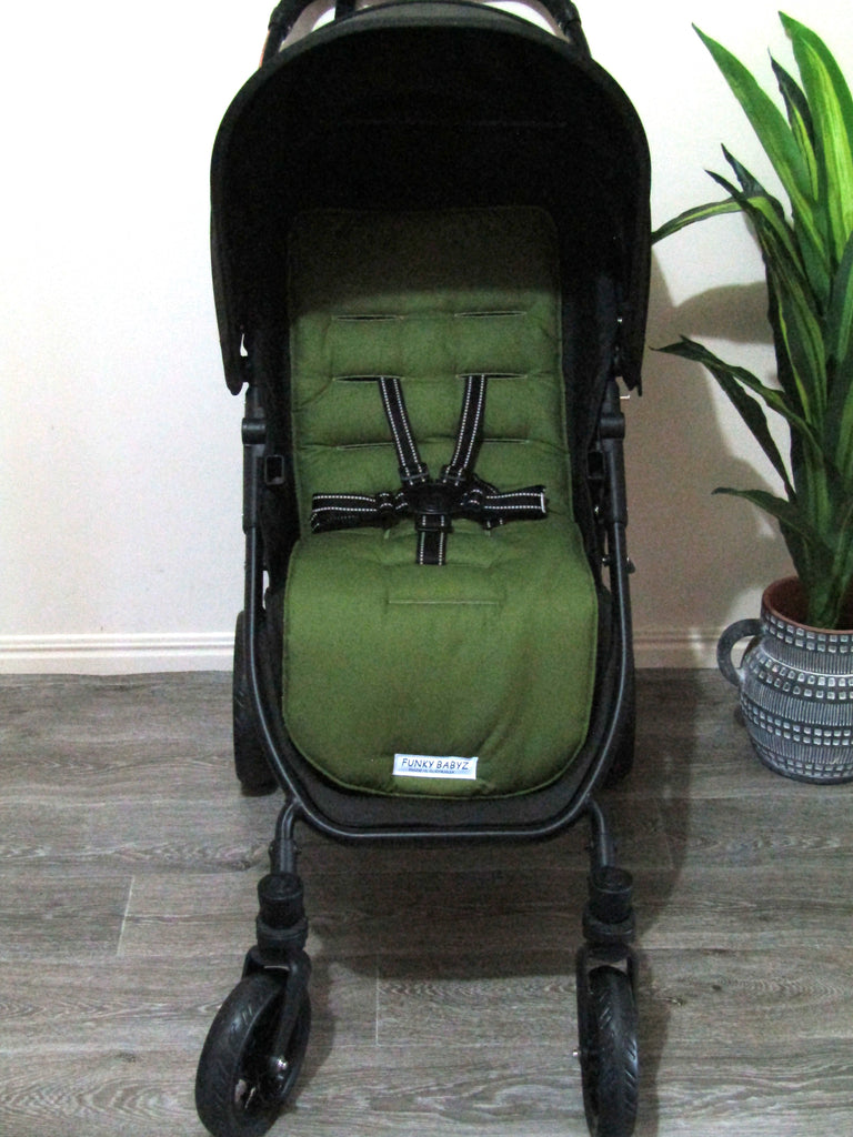 Pram liner set universal,100% cotton-Jasmine vines,pesto green