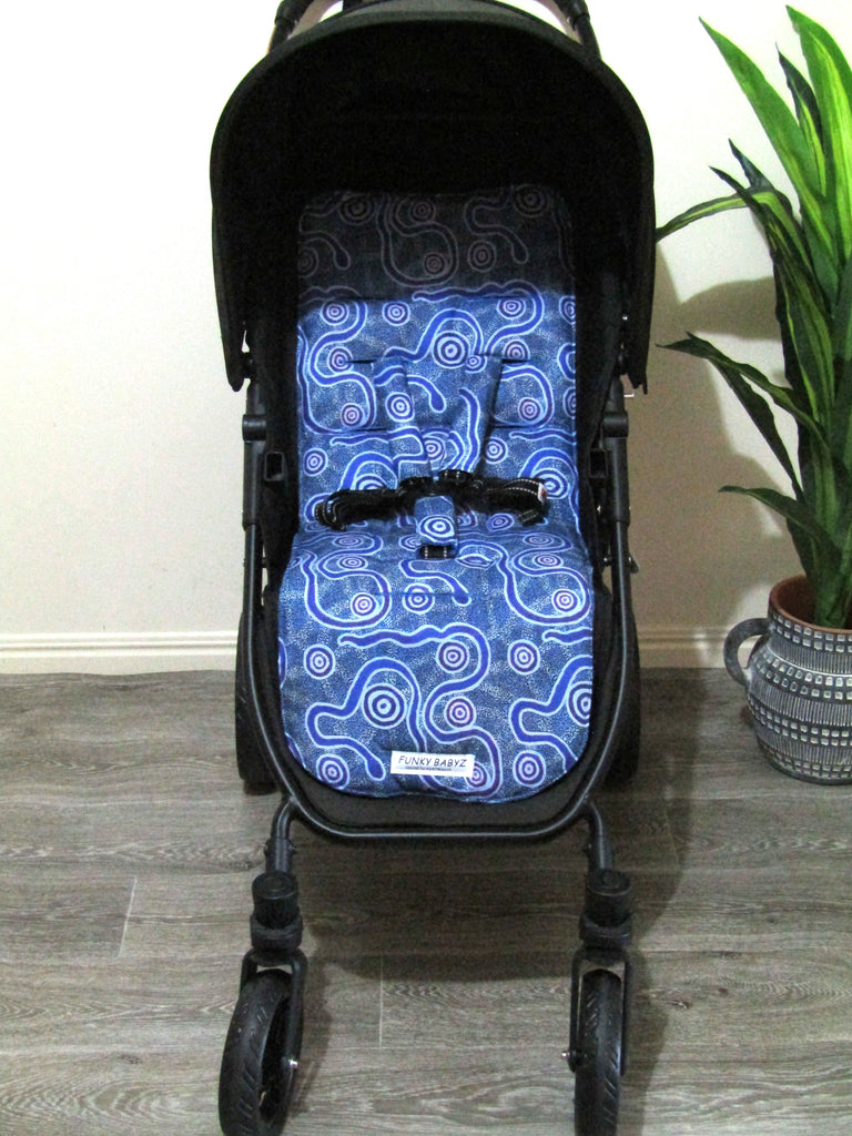 Pram liner set universal,100% cotton-Australian Indigenous snake dreaming