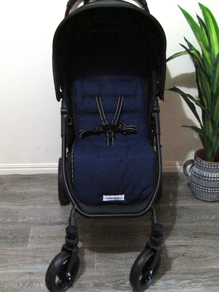 Pram liner set universal,100% cotton-Navy blue gingham,small squares