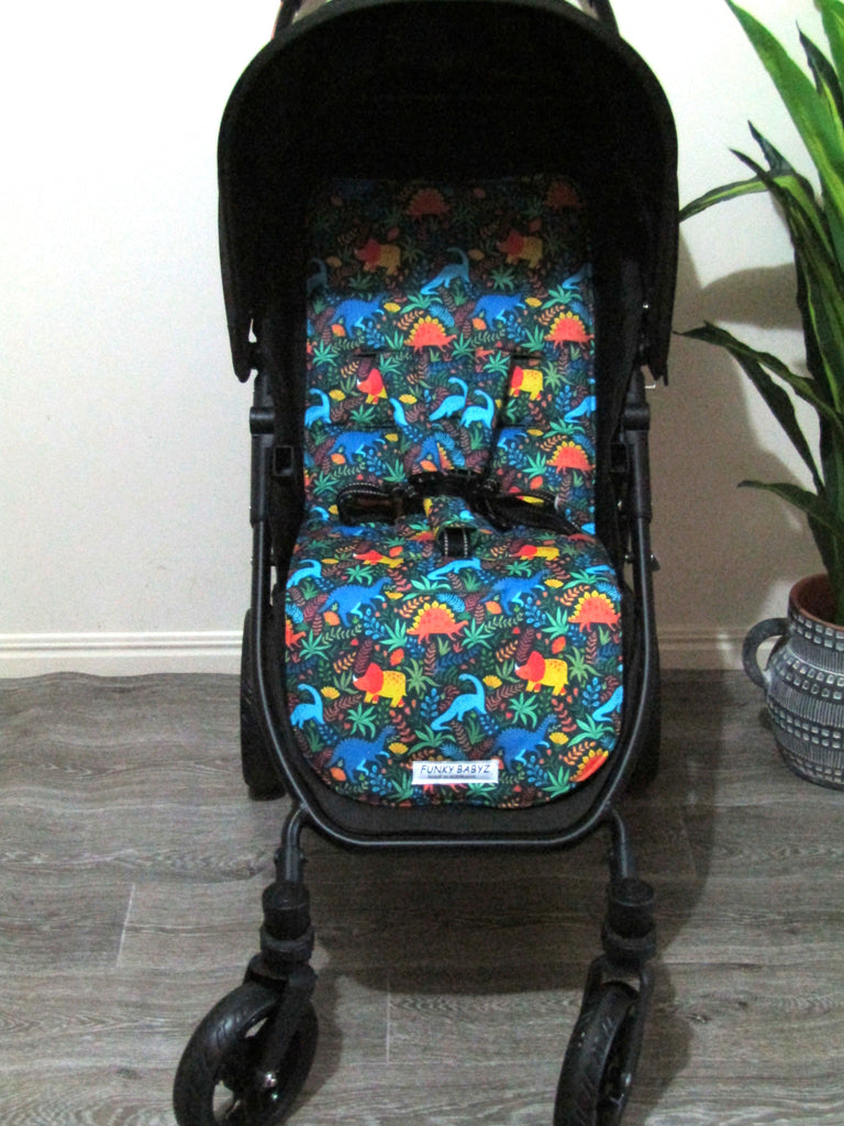 Pram liner set universal,100% cotton-Prehistoric dino world