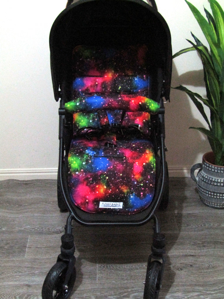 Pram/stroller seat liner-Tie dyed coloured swirls-Last one**Medium size**