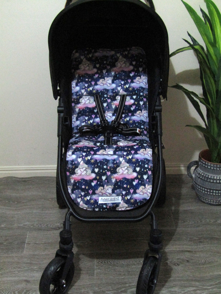 Pram liner set universal,100% cotton-Mystical dreamy pony