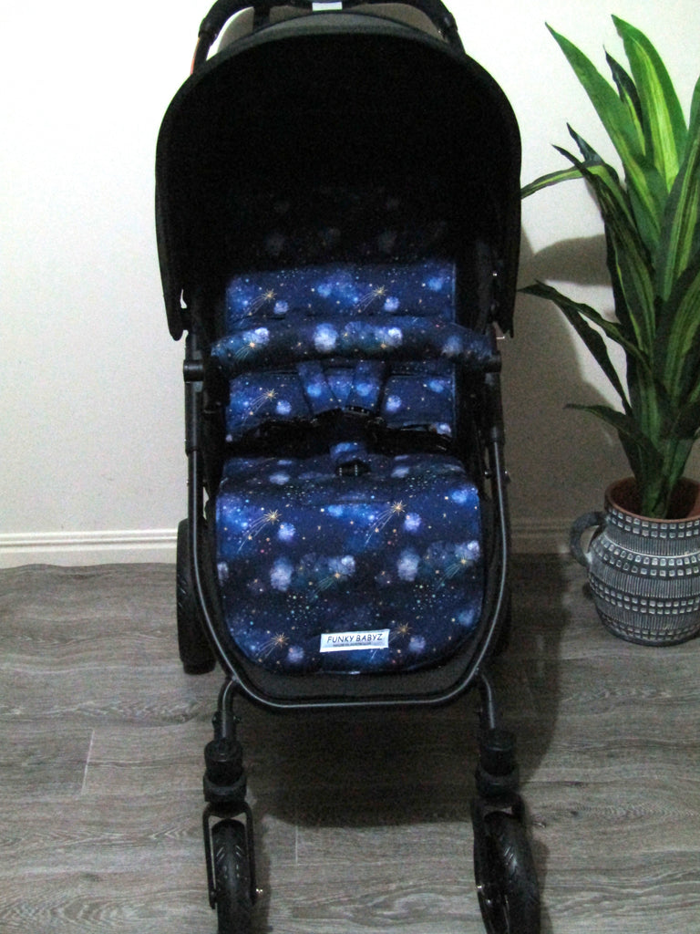 Pram liner set universal,100% cotton-Cosmic universe