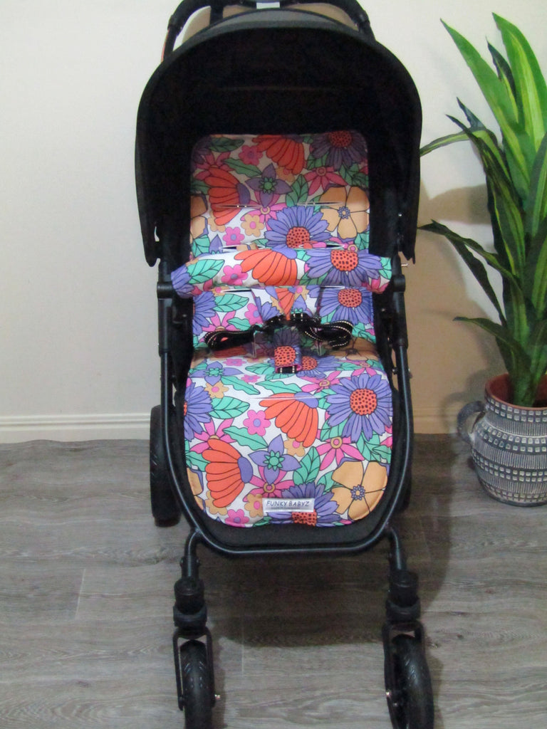 Pram liner set universal,100% cotton-Vintage floral