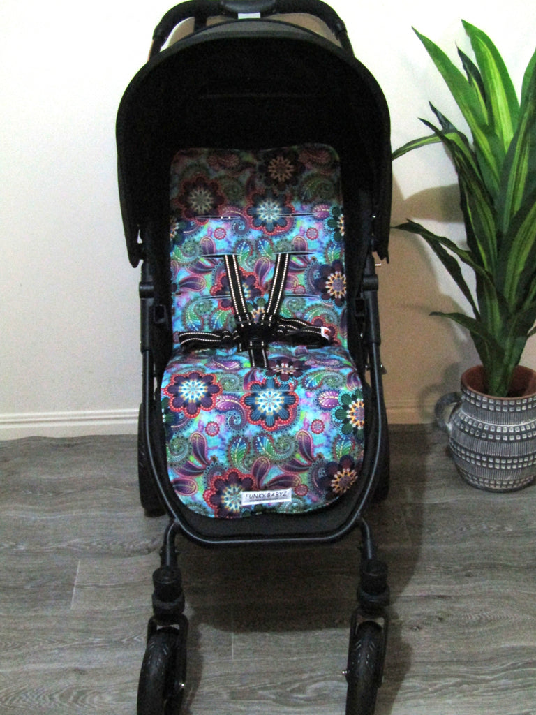 Pram liner set universal,100% cotton-Blossoming paisley blooms