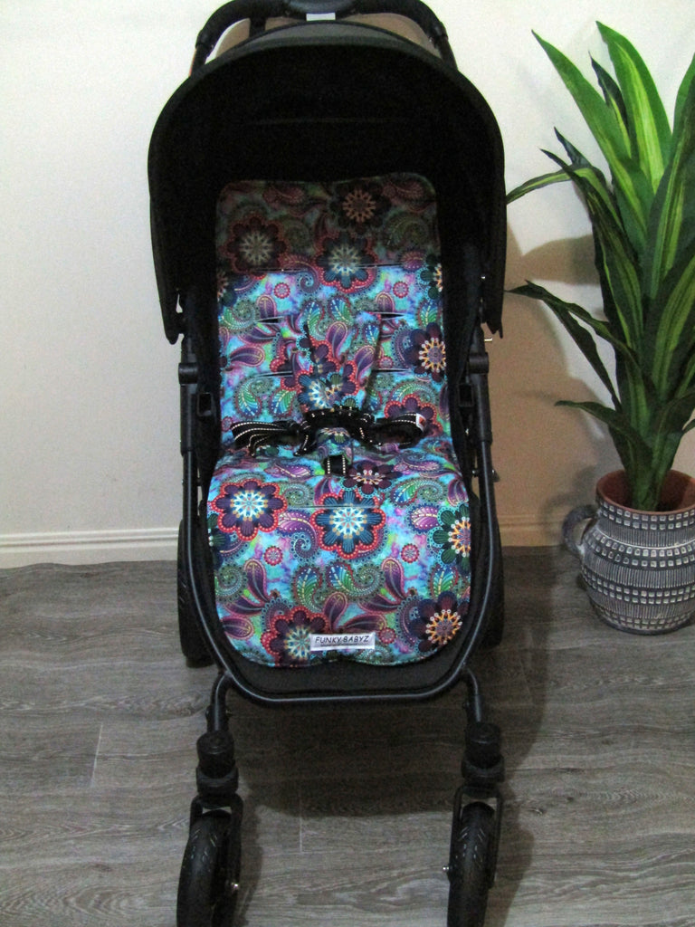 Pram liner set universal,100% cotton-Blossoming paisley blooms