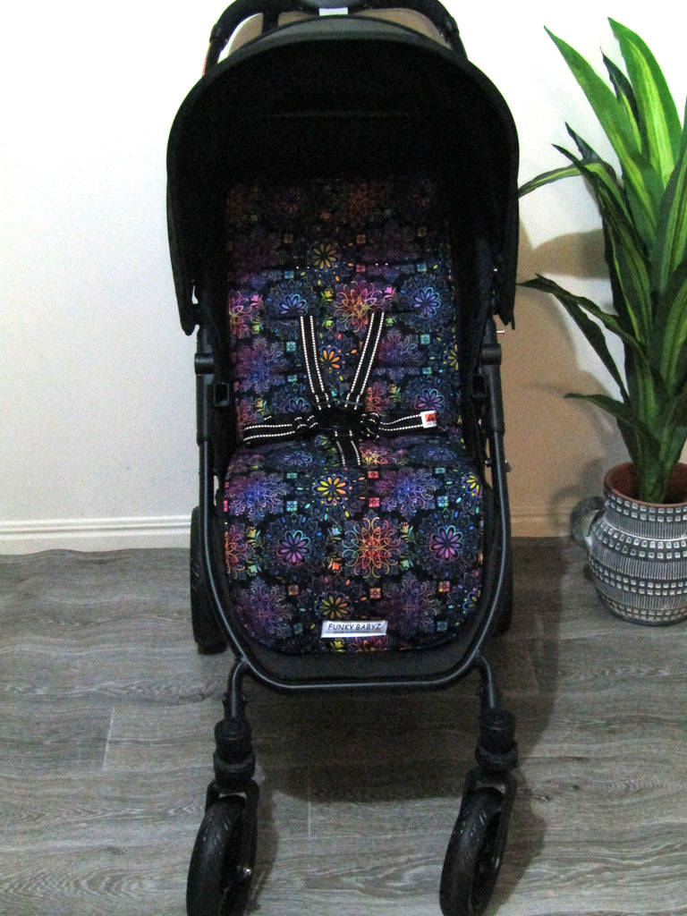 Pram liner set universal,100% cotton-Boho blooms