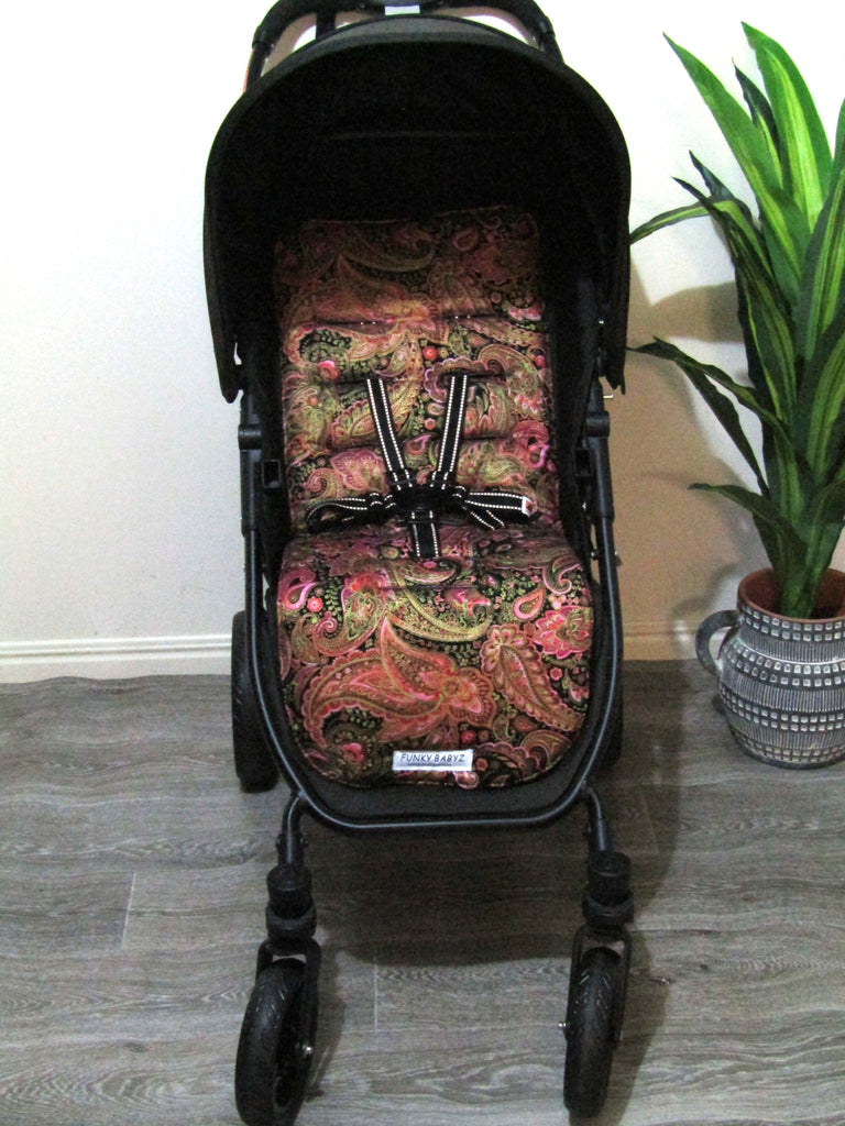 Pram liner set universal,100% cotton-70's blooming paisley