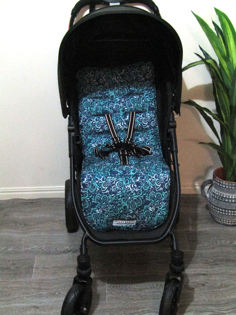 Pram liner set universal,100% cotton-Swirling retro vibe