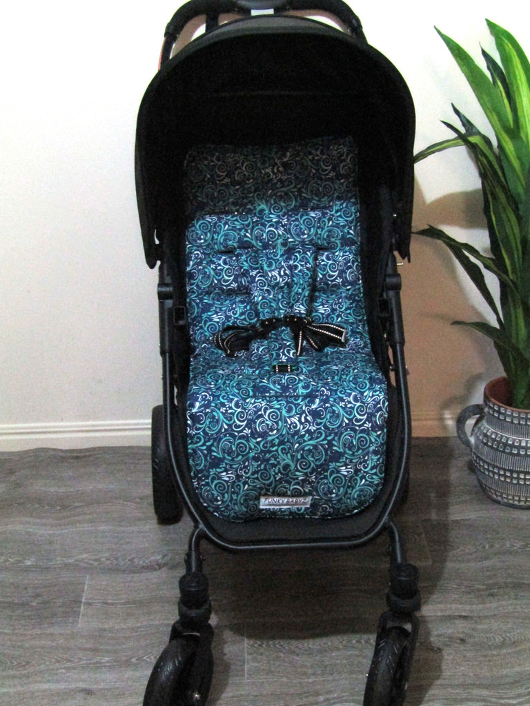 Pram liner set universal,100% cotton-Swirling retro vibe