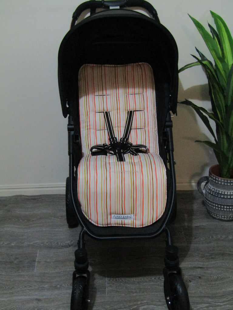 Pram liner set universal,100% cotton-Boho beach stripes