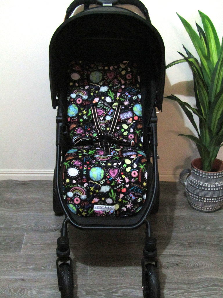 Pram liner set universal,100% cotton-Chalkboard