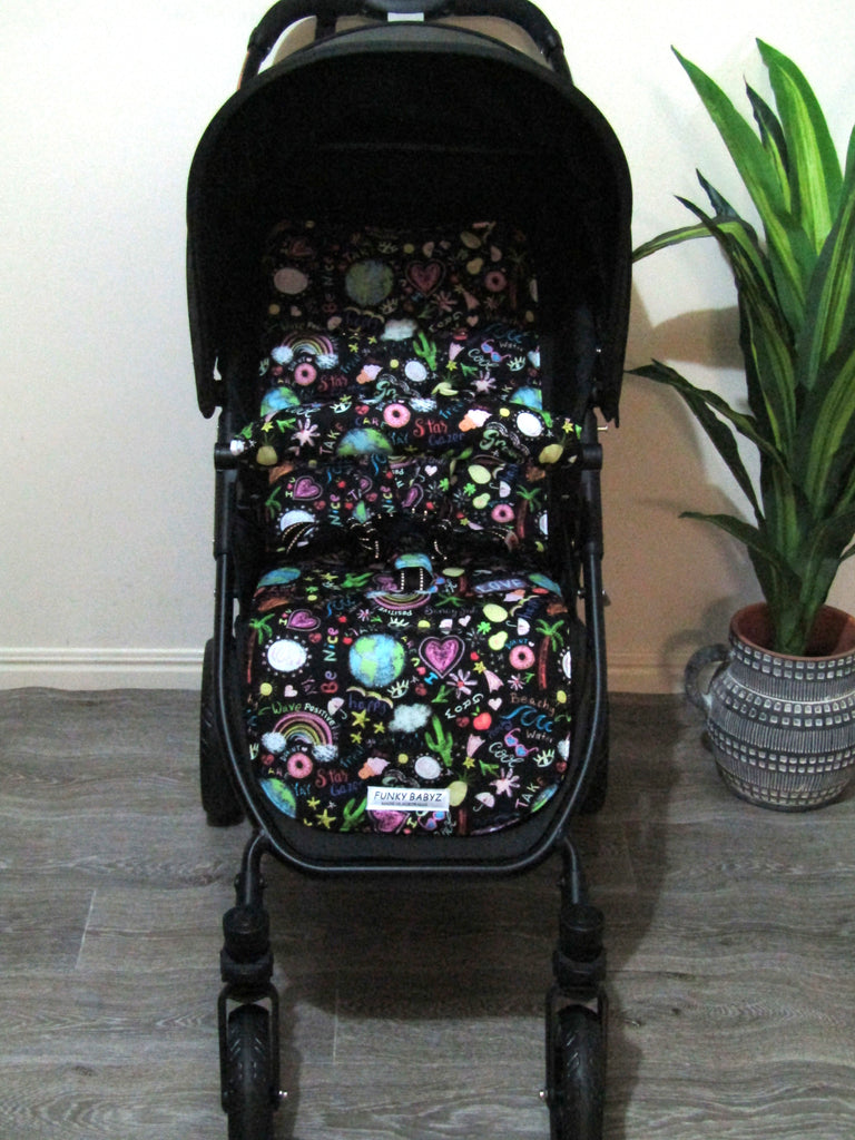 Pram/stroller seat liner-Peace out chalkboard-Last one**Medium size**