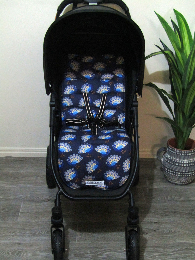 Pram liner set universal,100% cotton-Perky peacock