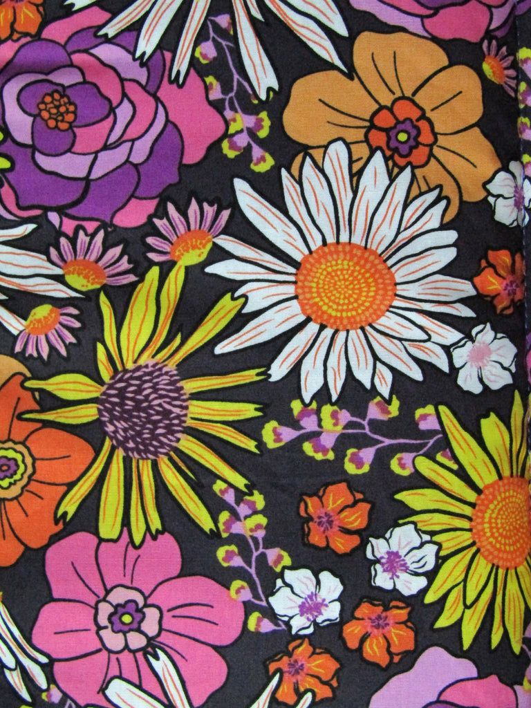 Pram liner set universal,100% cotton-Large retro flowers