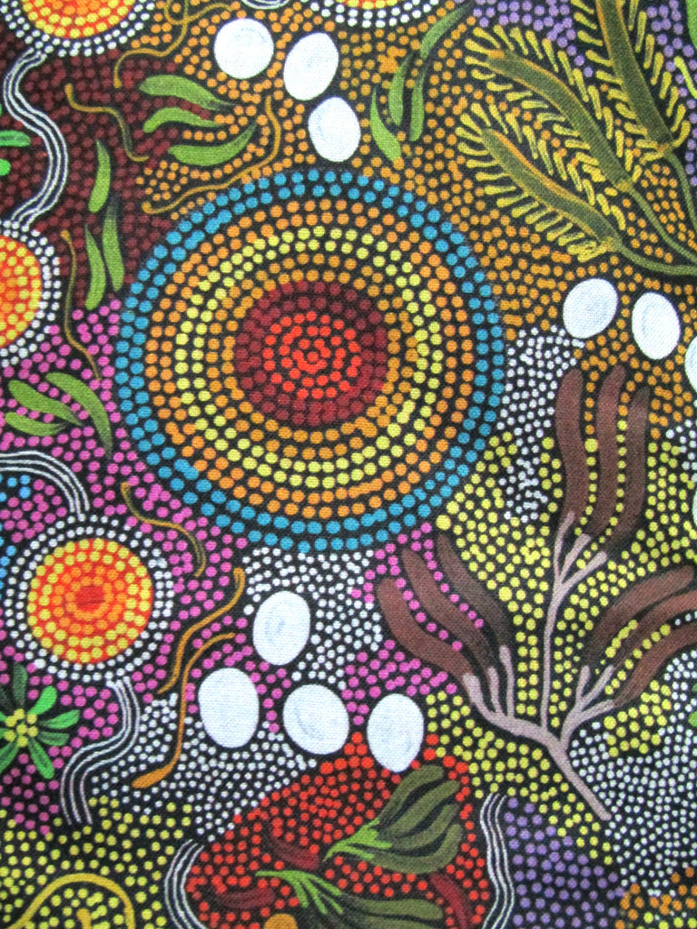 Pram liner set universal,100% cotton-Australian Indigenous budgerigar dreaming